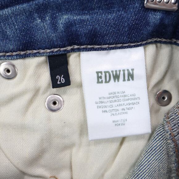 NWT Edwin Lark Mid-Rise Bootcut Stretch Denim Jean In Flashback Blue Size 26 - Picture 5 of 6